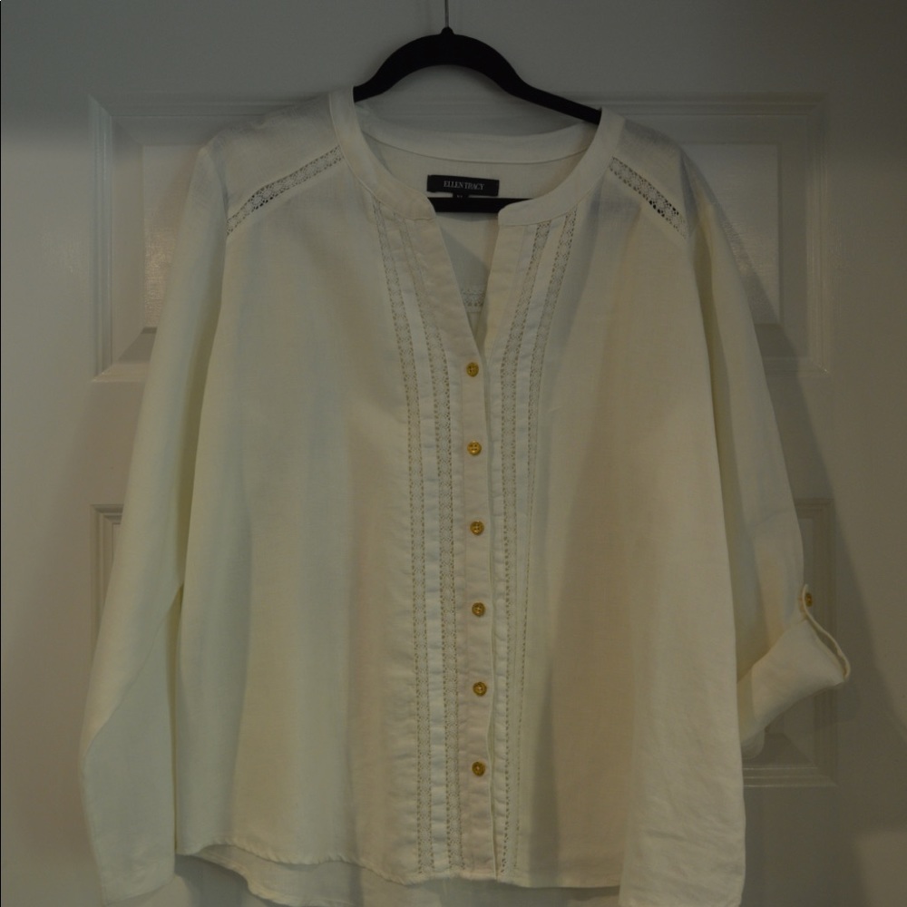 Ellen Tracy linen button down shirt (3)